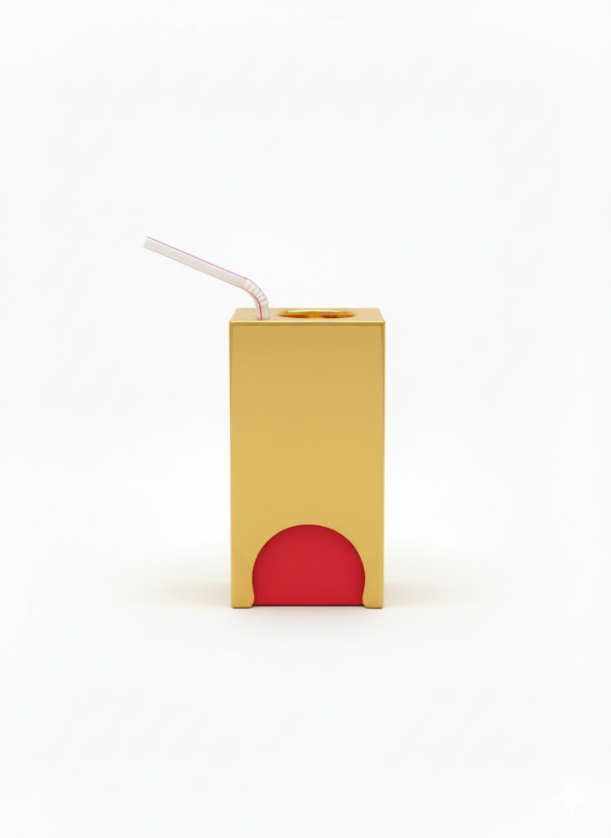 SquishStop juice box holder in gold